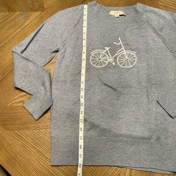 LOFT Embroidered Bicycle Baby Blue Sweater - Picture 5 of 8
